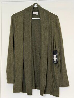 Korye Open-Front Draped Cardigan Sweater Olive Green Size Small – Cozy Knit Laye